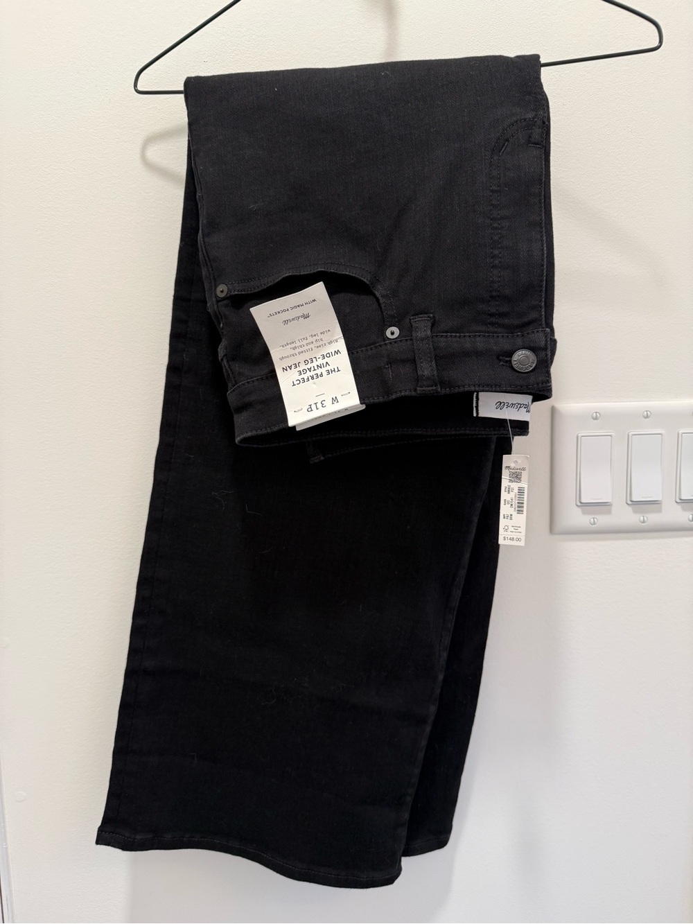 Madewell Black 31P Perfect Vintage Wide-Leg Jeans